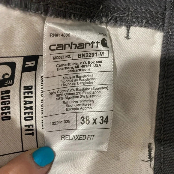 Carhartt RUGGED FLEX® RELAXED FIT CANVAS WORK PANT. Gravel gray. Size 38x34 - Picture 12 of 12